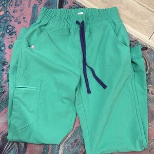 Figs Teal Jogger Pants with Navy Accents